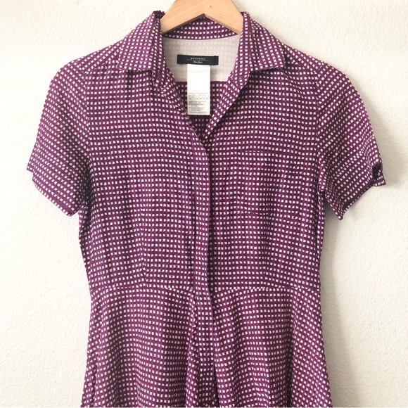 Weekend Max Mara Purple and White Print Women’s Silk Blend Shirt Dress Size 2 - Picture 3 of 8